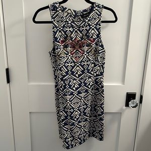 Blue and white Aztec print mini
